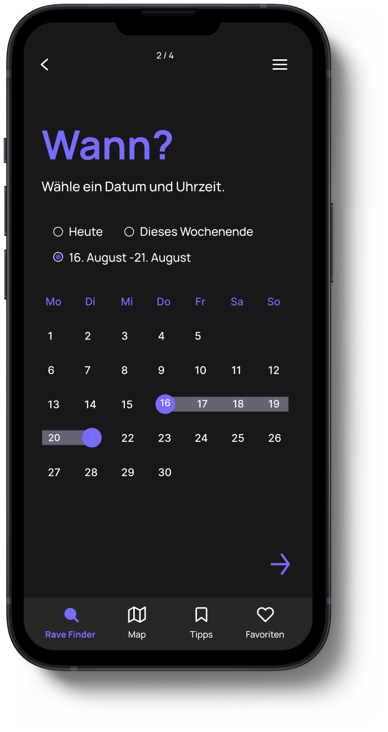 Date and time selection with a calendar