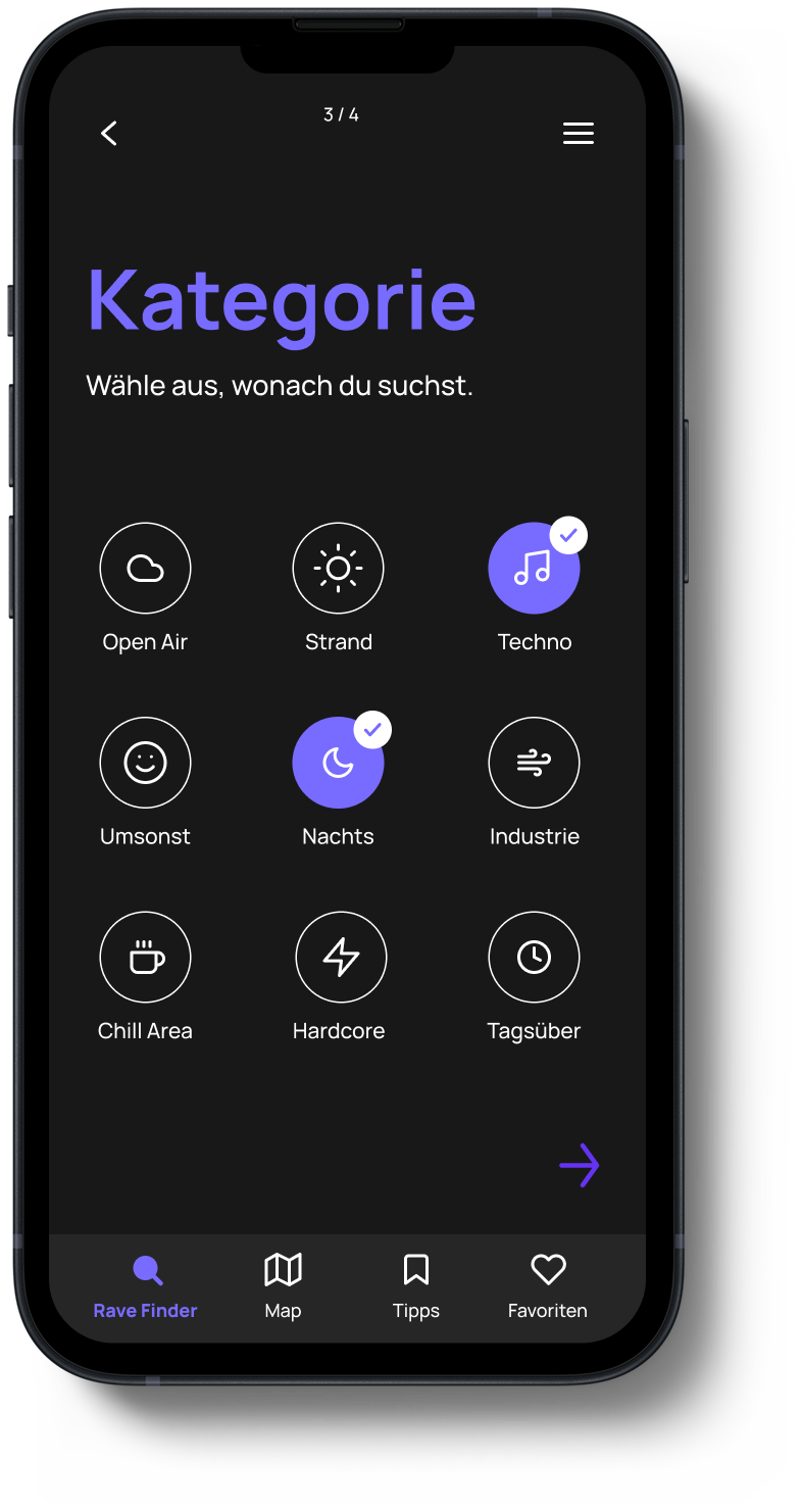 Category selection with music and event preferences