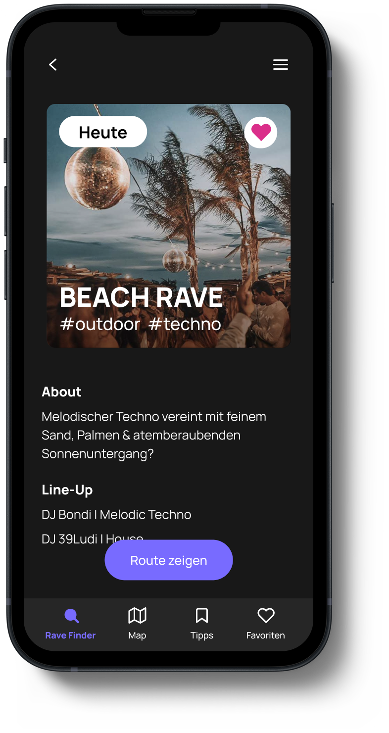 Event details with lineup and route action