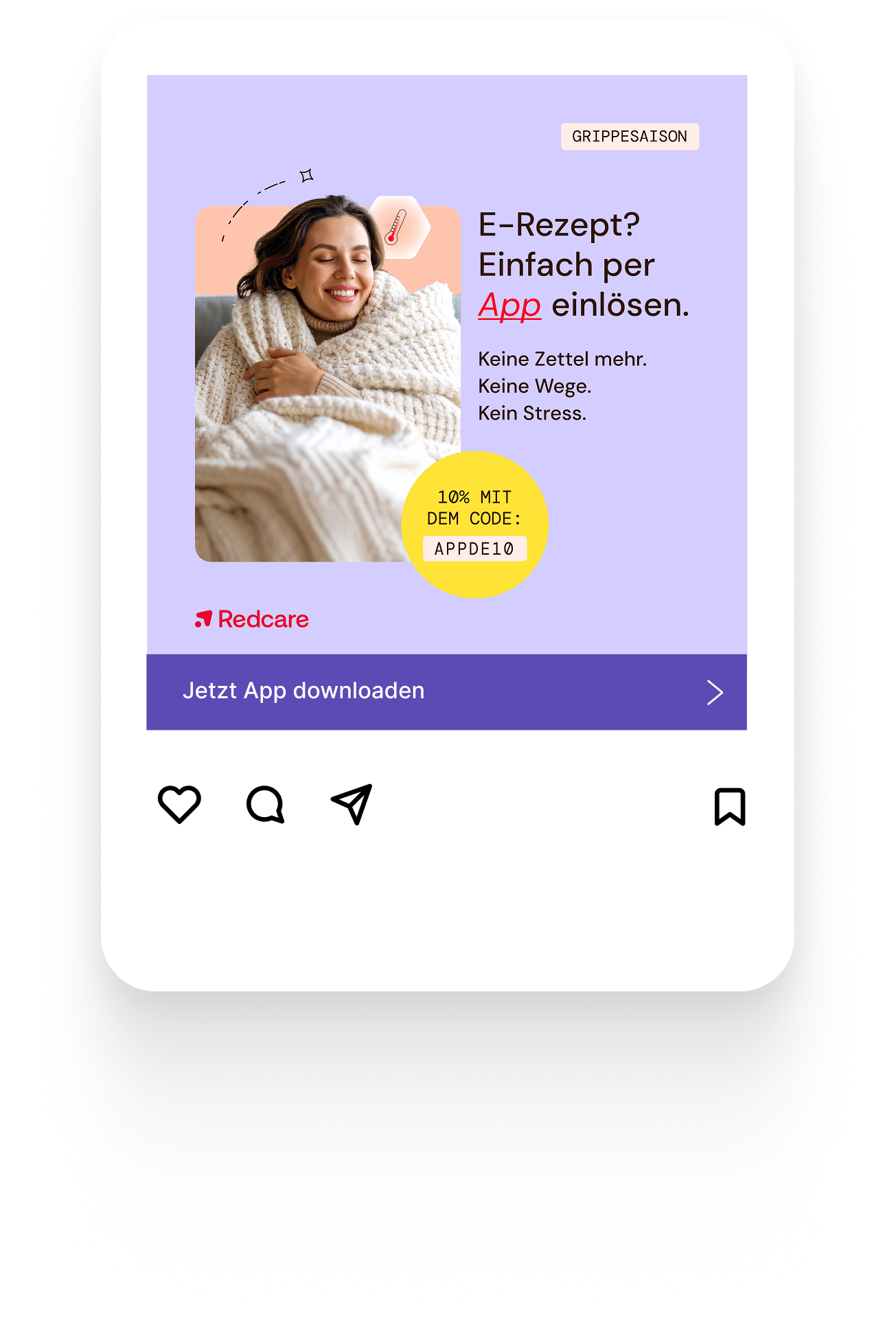 E-prescription ad: E-Rezept? Einfach per App einlösen.